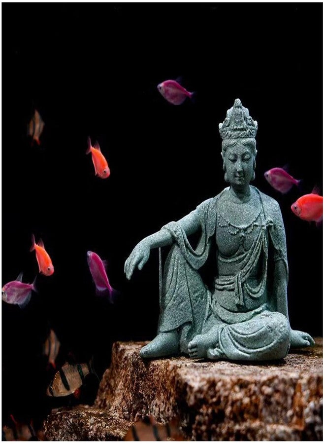 livelyfish Little Aquarium Buddha Statue Sandstone Buddha Figurine Zen Buddhism Statues for Fish Tank Garden Decoration(S, Gray) - Image 1